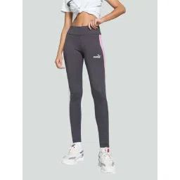 Puma Galactic Grey Cotton Logo Print Mid Rise Leggings-picture-25