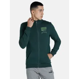 Puma Green Cotton Slim Fit Printed Jacket-picture-35