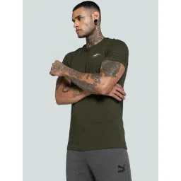 Puma Green Cotton Slim Fit Texture Sports T-Shirt-picture-36