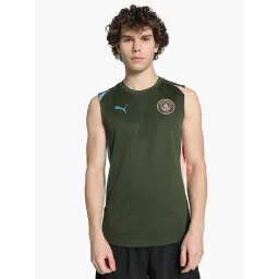 Puma Green Slim Fit Manchester City Sleeveless Training Slim Fit Football Jersey-picture-21