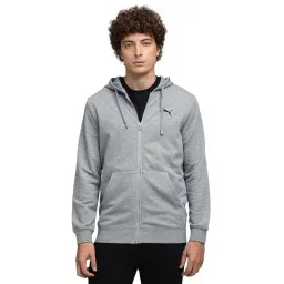 Puma Grey Essentials Rubber Print Full-Zip Regular Fit Hoodie-picture-15