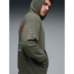 Puma House Of Graphics Green Cotton Relaxed Fit Graphic Hoodie image 5