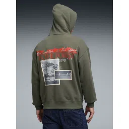 Puma House Of Graphics Green Cotton Relaxed Fit Graphic Hoodie image 2