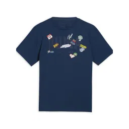 Puma Kids Blue Printed Cotton Relaxed Fit T-Shirt-picture-29