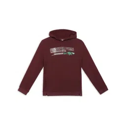 Puma Kids Maroon Printed Cotton Relaxed Fit Hoodie-picture-10