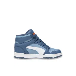 Puma Kids Unisex Cool Blue, Orange Glo & White RBD Game Mid Youth Sneakers-picture-10