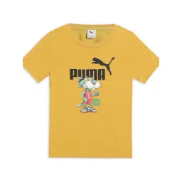 Puma Kids Yellow Logo Cotton Regular Fit T-Shirt-picture-28