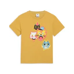 Puma Kids Yellow Printed Cotton Relaxed Fit T-Shirt-picture-40