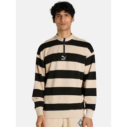 Puma Men Beige & Black Striped Cotton Relaxed Fit Sweatshirt-picture-43