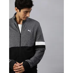 Puma Men Black & Grey Colourblocked Stylized Sweat Sporty Track Jacket-picture-11