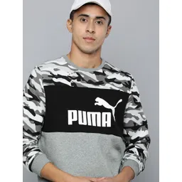 Puma Men Black & Grey Melange Camouflage Printed Regular Fit Sweatshirt-picture-42