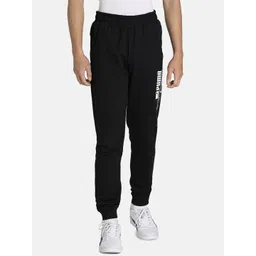 PUMA Men Black Brand Logo Sports Zippered Slim Fit Joggers-picture-20