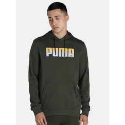 Puma Men Green Printed Cotton Hooded Sweatshirt image 1