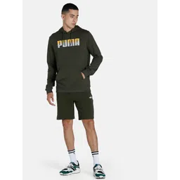 Puma Men Green Printed Cotton Hooded Sweatshirt image 3