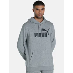 Puma Men Grey Essential Big Logo Regular Fit Hoodie Sweatshirt-picture-11