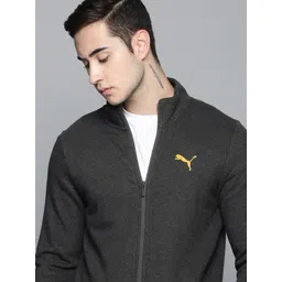 Puma Men Grey Slim Fit II Brand Logo Back Print Cotton Tailored Track Jacket-picture-26