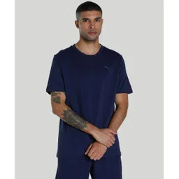 puma Men Solid V Neck Pure Cotton Blue T-Shirt-picture-14
