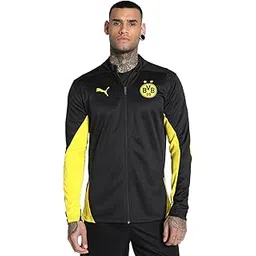 puma Men's A-Line Coat (777615_Black-Faster Yellow-picture-13