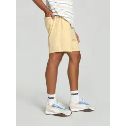 Puma Mmq Beige Cotton Relaxed Fit Solid Shorts image 3