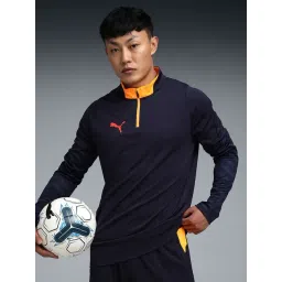 Puma New Navy IndividualCUP 1/4 Zip Regular Fit Football Track Jacket-picture-43
