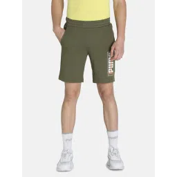 Puma Olive Green Cotton Printed Slim Fit Shorts-picture-32