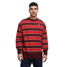 Puma Premium Essentials Red Cotton Relaxed Fit Striped Sweatshirt-picture-20