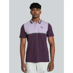 Puma Purple Cotton Regular Fit Colour Block Sports Polo-picture-43