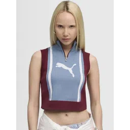 Puma Red & Blue Slim Fit Color-Block Top-picture-31