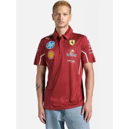 Puma Red Regular Fit Printed Sports Polos-picture-40