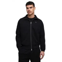 Puma T7 Black Cotton Relaxed Fit Solid Jacket-picture-14