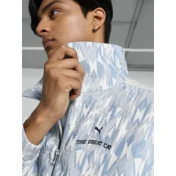 Puma T7 Blue Cotton Relaxed Fit Printed Jacket image 5