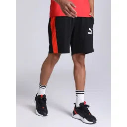 Puma T7 Iconic Black Cotton Regular Fit Striped Shorts-picture-32