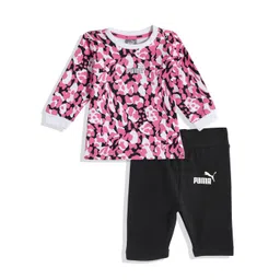 Puma Unisex Kids Pink & Black Printed T-shirt with Leggings Set-picture-35