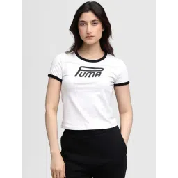 Puma White Cotton Slim Fit Logo Printed T-Shirt-picture-41