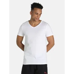 Puma White V-Neck Cotton T-Shirt-picture-31