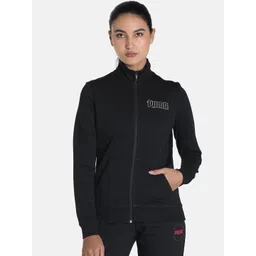 Puma Women Black Cotton PUMA Graphic Typography Regular Fit Outdoor Sporty Jacket-picture-15