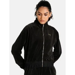 Puma Women Black Training or Gym Sporty Deco Glam Velour Jacket-picture-10