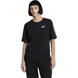 puma Women Printed Crew Neck Pure Cotton Black T-Shirt-picture-18