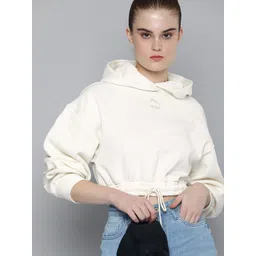 Puma Women Relaxed Fit Hooded Classics Cropped Sweatshirt-picture-10