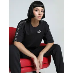 Puma Women Tape Solid Pure Cotton Relaxed Fit Short Sleeve T-Shirt-picture-44