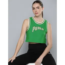 Puma Women Team Brand Logo Graphic Print Pure Cotton Crop Tank Top-picture-11