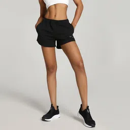 Solid Women Black Sports Shorts-image-25