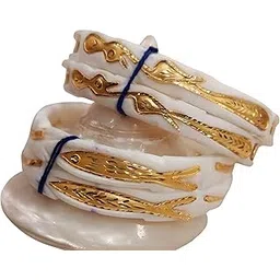 purabi Jewels Original Shakha Badhano with Gold Plating Beautiful Fish and Peacock Machh-Mayur Design for Women Yellow Gold Pola Bangles/Gold Handmade Chudi/Wedding Chooda for Women (Set of 2pcs, 6mm Broad) - White-picture-53