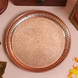 Pure Copper Pooja Plate | 7 Inch | Diwali Pooja Samagri | Thali for Puja | Mandhir Decoration Items | Essentials |-picture-26