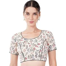 Pure Cotton Printed Short Sleeves Round Neck Blouse Front Hook Cotton Blouse Readymade Designer Regular Blouse Printed Blouse for Women and Girls-picture-14