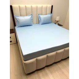 Pure Decor Palace Blue Ethnic Motifs Pure Cotton 500TC King Bedsheet Set 2.74m x 2.74m-picture-25