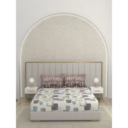 Pure Decor Passion White Geometric Cotton 230 TC Double Queen Bedsheet Set-2.28mx2.54m-picture-18