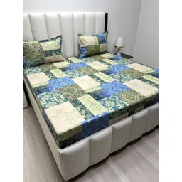 Pure Decor Velar Fur Sib Blue Printed Pure Cotton 240 TC King Bedsheet Set 2.74 x 2.74m-picture-12