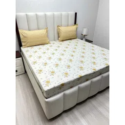 Pure Decor Yellow & White Floral 180 TC Queen Bedsheet with 2 Pillow Covers-picture-13