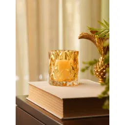 Pure Home and Living Amber Diamond Cut Glass Glass Tealight Holders - Set of 2-picture-44